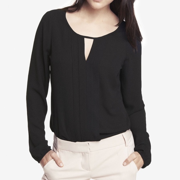 Express Tops - Black Portofino Shirt with detail
